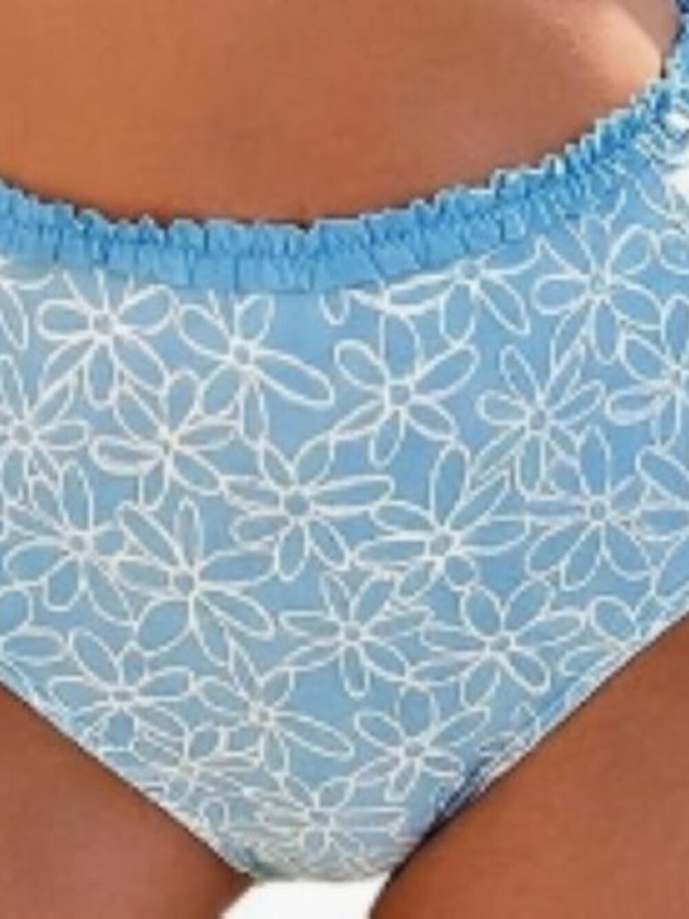 Blooming Jelly High Waisted Bikini Bottom ONLY Embroidery Print Ruffle trim